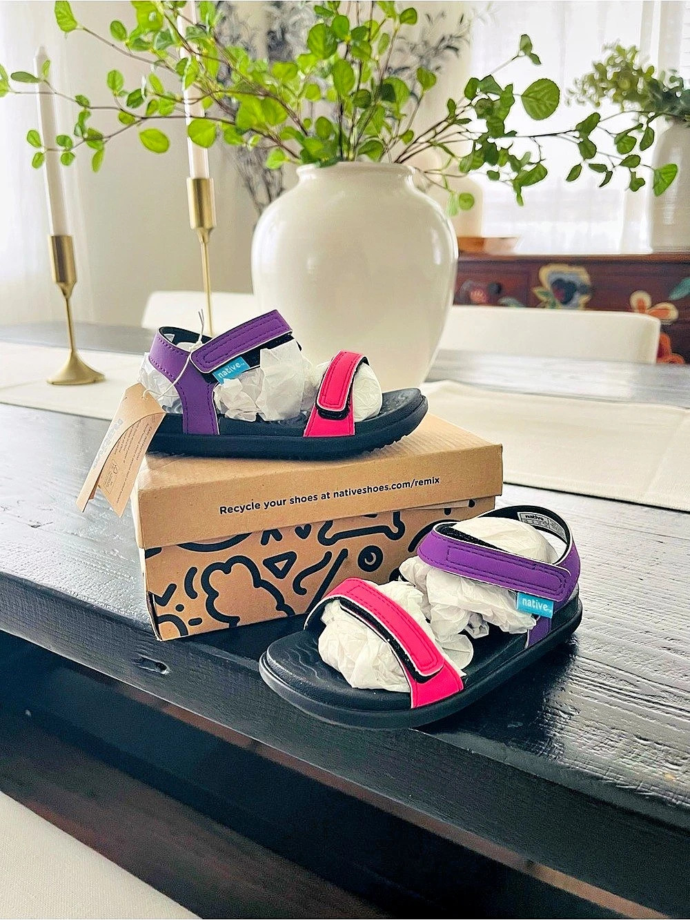 Native Shoes Charley Block Sandals Black & Pink US 9